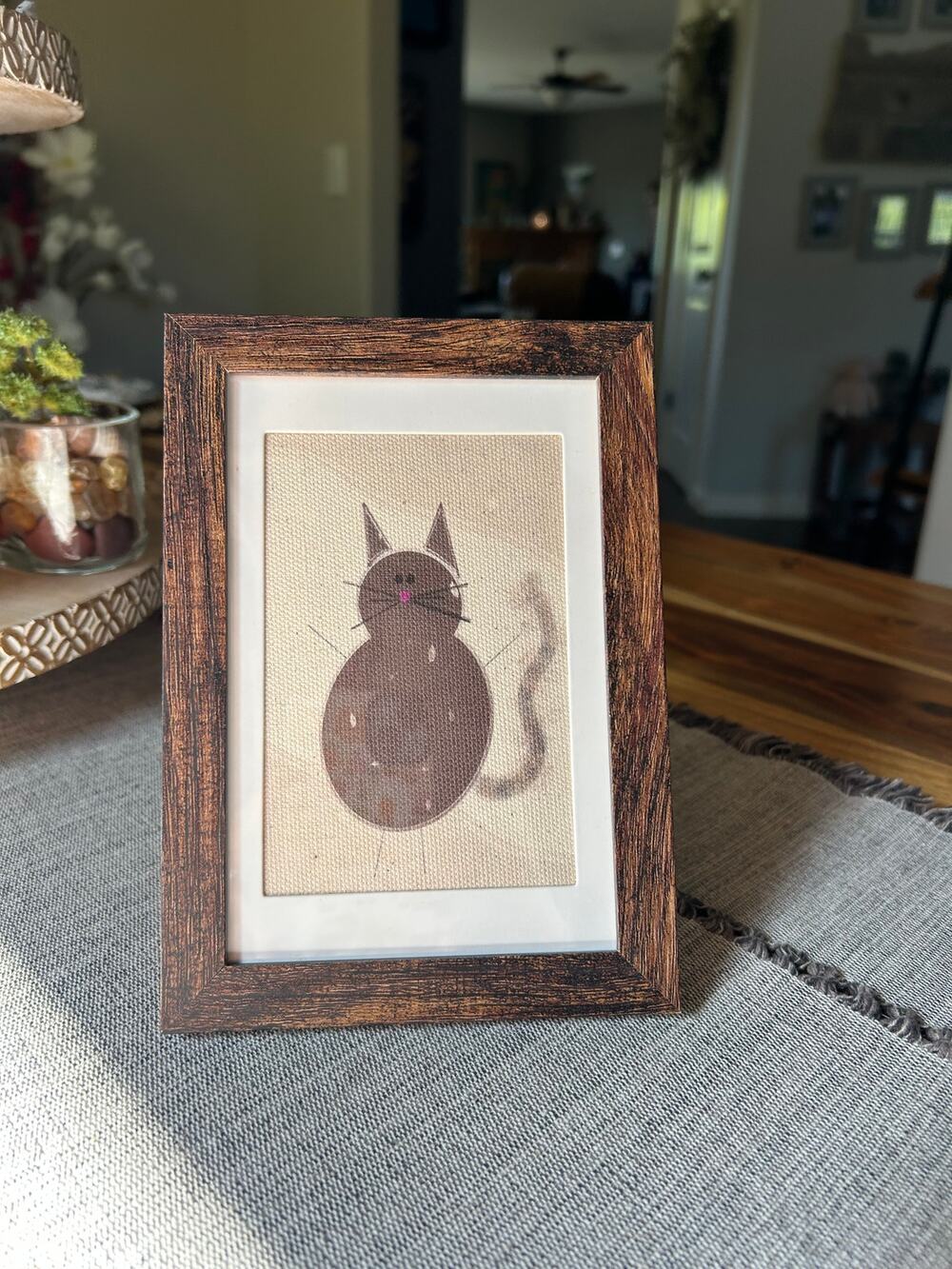 Mini Kitty Cat Picture Frame 6 x 4 Original Art Desk Brownie Cat Lover Gift